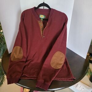 Cabelas men's pullover maroon lg leather accents